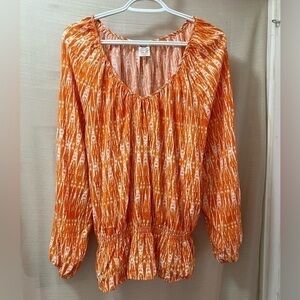 🔵Faded glory flowy orange women’s XXL top